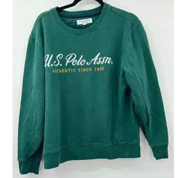 U.S. Polo Assn Men's Green Pullover Sweatshirt Long Sleeve Preppy Nautical Sz Lg - Picture 1 of 6